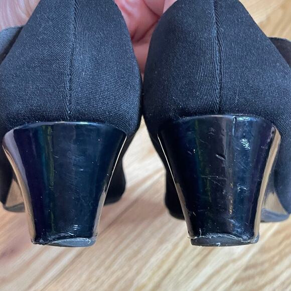 Anne Klein Sport black peekaboo wedges studs 6 - Picture 4 of 10